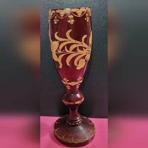 Elegant Carved Wooden Vase